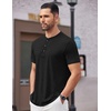 image:imageCOOFANDY Mens Henley Shirts Short Sleeve Casual Basic Tee Summer Button Henley Soild T ShirtsBlack