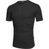 image:imageCOOFANDY Mens Henley Shirts Short Sleeve Casual Basic Tee Summer Button Henley Soild T ShirtsBlack