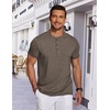 image:imageCOOFANDY Mens Henley Shirts Short Sleeve Casual Basic Tee Summer Button Henley Soild T ShirtsBrown
