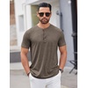 image:imageCOOFANDY Mens Henley Shirts Short Sleeve Casual Basic Tee Summer Button Henley Soild T ShirtsBrown