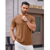 image:imageCOOFANDY Mens Henley Shirts Short Sleeve Casual Basic Tee Summer Button Henley Soild T ShirtsCaramel