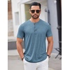 image:imageCOOFANDY Mens Henley Shirts Short Sleeve Casual Basic Tee Summer Button Henley Soild T ShirtsDark Blue