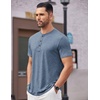 image:imageCOOFANDY Mens Henley Shirts Short Sleeve Casual Basic Tee Summer Button Henley Soild T ShirtsDark Blue