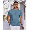 image:imageCOOFANDY Mens Henley Shirts Short Sleeve Casual Basic Tee Summer Button Henley Soild T ShirtsDark Blue