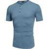 image:imageCOOFANDY Mens Henley Shirts Short Sleeve Casual Basic Tee Summer Button Henley Soild T ShirtsDark Blue