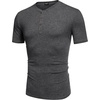 image:imageCOOFANDY Mens Henley Shirts Short Sleeve Casual Basic Tee Summer Button Henley Soild T ShirtsDark Grey