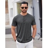 image:imageCOOFANDY Mens Henley Shirts Short Sleeve Casual Basic Tee Summer Button Henley Soild T ShirtsDark Grey