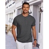 image:imageCOOFANDY Mens Henley Shirts Short Sleeve Casual Basic Tee Summer Button Henley Soild T ShirtsDark Grey