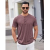 image:imageCOOFANDY Mens Henley Shirts Short Sleeve Casual Basic Tee Summer Button Henley Soild T ShirtsDark Red