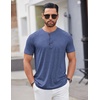 image:imageCOOFANDY Mens Henley Shirts Short Sleeve Casual Basic Tee Summer Button Henley Soild T ShirtsDeep Blue