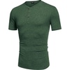 image:imageCOOFANDY Mens Henley Shirts Short Sleeve Casual Basic Tee Summer Button Henley Soild T ShirtsGreen