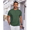 image:imageCOOFANDY Mens Henley Shirts Short Sleeve Casual Basic Tee Summer Button Henley Soild T ShirtsGreen
