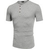 image:imageCOOFANDY Mens Henley Shirts Short Sleeve Casual Basic Tee Summer Button Henley Soild T ShirtsGrey