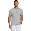 image:imageCOOFANDY Mens Henley Shirts Short Sleeve Casual Basic Tee Summer Button Henley Soild T ShirtsGrey