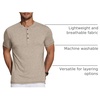 image:imageCOOFANDY Mens Henley Shirts Short Sleeve Casual Basic Tee Summer Button Henley Soild T ShirtsKhaki