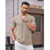 image:imageCOOFANDY Mens Henley Shirts Short Sleeve Casual Basic Tee Summer Button Henley Soild T ShirtsKhaki