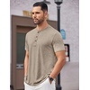 image:imageCOOFANDY Mens Henley Shirts Short Sleeve Casual Basic Tee Summer Button Henley Soild T ShirtsKhaki