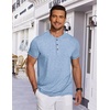 image:imageCOOFANDY Mens Henley Shirts Short Sleeve Casual Basic Tee Summer Button Henley Soild T ShirtsLight Blue