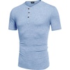 image:imageCOOFANDY Mens Henley Shirts Short Sleeve Casual Basic Tee Summer Button Henley Soild T ShirtsLight Blue