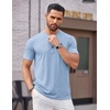 image:imageCOOFANDY Mens Henley Shirts Short Sleeve Casual Basic Tee Summer Button Henley Soild T ShirtsLight Blue