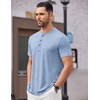 image:imageCOOFANDY Mens Henley Shirts Short Sleeve Casual Basic Tee Summer Button Henley Soild T ShirtsLight Blue