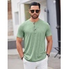 image:imageCOOFANDY Mens Henley Shirts Short Sleeve Casual Basic Tee Summer Button Henley Soild T ShirtsLight Green