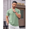 image:imageCOOFANDY Mens Henley Shirts Short Sleeve Casual Basic Tee Summer Button Henley Soild T ShirtsLight Green
