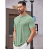 image:imageCOOFANDY Mens Henley Shirts Short Sleeve Casual Basic Tee Summer Button Henley Soild T ShirtsLight Green