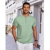 image:imageCOOFANDY Mens Henley Shirts Short Sleeve Casual Basic Tee Summer Button Henley Soild T ShirtsLight Green