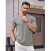image:imageCOOFANDY Mens Henley Shirts Short Sleeve Casual Basic Tee Summer Button Henley Soild T ShirtsLight Grey