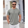 image:imageCOOFANDY Mens Henley Shirts Short Sleeve Casual Basic Tee Summer Button Henley Soild T ShirtsLight Grey