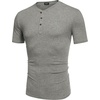 image:imageCOOFANDY Mens Henley Shirts Short Sleeve Casual Basic Tee Summer Button Henley Soild T ShirtsLight Grey