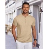 image:imageCOOFANDY Mens Henley Shirts Short Sleeve Casual Basic Tee Summer Button Henley Soild T ShirtsLight Khaki