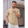 image:imageCOOFANDY Mens Henley Shirts Short Sleeve Casual Basic Tee Summer Button Henley Soild T ShirtsLight Khaki