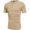 image:imageCOOFANDY Mens Henley Shirts Short Sleeve Casual Basic Tee Summer Button Henley Soild T ShirtsLight Khaki