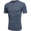 image:imageCOOFANDY Mens Henley Shirts Short Sleeve Casual Basic Tee Summer Button Henley Soild T ShirtsNavy Blue
