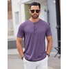 image:imageCOOFANDY Mens Henley Shirts Short Sleeve Casual Basic Tee Summer Button Henley Soild T ShirtsPurple
