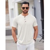 image:imageCOOFANDY Mens Henley Shirts Short Sleeve Casual Basic Tee Summer Button Henley Soild T ShirtsWhite