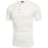 image:imageCOOFANDY Mens Henley Shirts Short Sleeve Casual Basic Tee Summer Button Henley Soild T ShirtsWhite