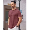 image:imageCOOFANDY Mens Henley Shirts Short Sleeve Casual Basic Tee Summer Button Henley Soild T ShirtsWine Red