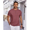 image:imageCOOFANDY Mens Henley Shirts Short Sleeve Casual Basic Tee Summer Button Henley Soild T ShirtsWine Red
