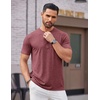 image:imageCOOFANDY Mens Henley Shirts Short Sleeve Casual Basic Tee Summer Button Henley Soild T ShirtsWine Red
