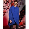 image:imageCOOFANDY Mens Hooded Poncho Cape Cloak Casual Asymmetric Hem Hoodie SweatshirtsSnorkel Blue