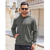 image:imageCOOFANDY Mens Hooded Sweatshirts Long Sleeve Casual Waffle Knit Pullover Hoodies with Kanga PocketDark Grey