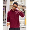 image:imageCOOFANDY Mens Hooded Sweatshirts Long Sleeve Casual Waffle Knit Pullover Hoodies with Kanga PocketWine Red