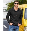 image:imageCOOFANDY Mens Hoodies Pullover Casaul Long Sleeve Drawstring Waffle Knit Hooded Sweatshirt with Kanga PocketBlack