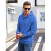 image:imageCOOFANDY Mens Hoodies Pullover Casaul Long Sleeve Drawstring Waffle Knit Hooded Sweatshirt with Kanga PocketBlue One