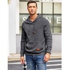 image:imageCOOFANDY Mens Hoodies Pullover Casaul Long Sleeve Drawstring Waffle Knit Hooded Sweatshirt with Kanga PocketDark Grey