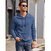 image:imageCOOFANDY Mens Hoodies Pullover Casaul Long Sleeve Drawstring Waffle Knit Hooded Sweatshirt with Kanga PocketGrey Blue