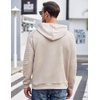 image:imageCOOFANDY Mens Hoodies Pullover Casaul Long Sleeve Drawstring Waffle Knit Hooded Sweatshirt with Kanga PocketLight Khaki